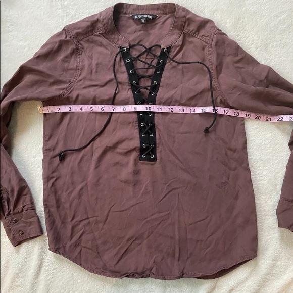 🎉4/$25 Express Tassle Tie Up Long Sleeve Top XS - Picture 3 of 4